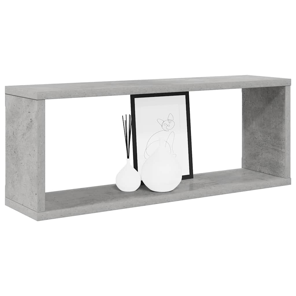6 db betonszürke szerelt fa négyszögű fali polc 60 x 15 x 23 cm