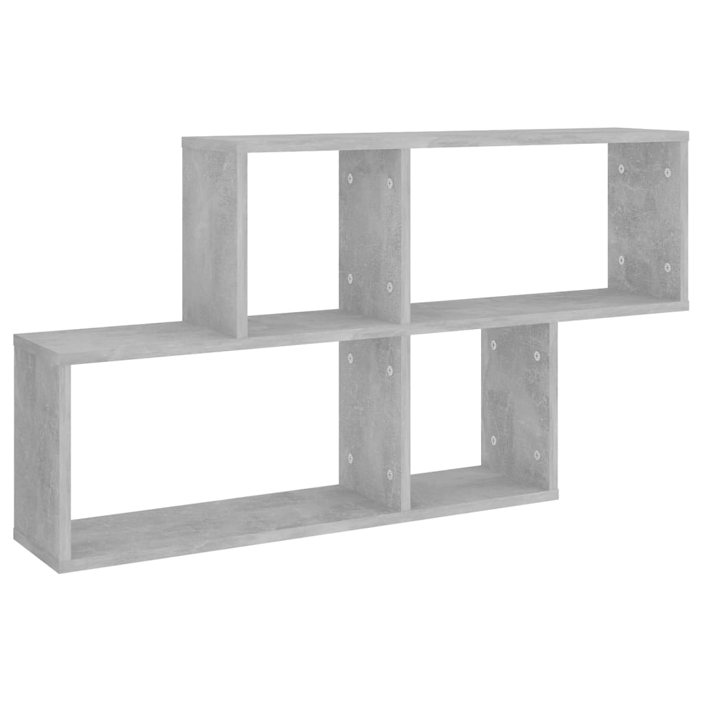 betonszürke szerelt fa fali polc 100 x 18 x 53 cm