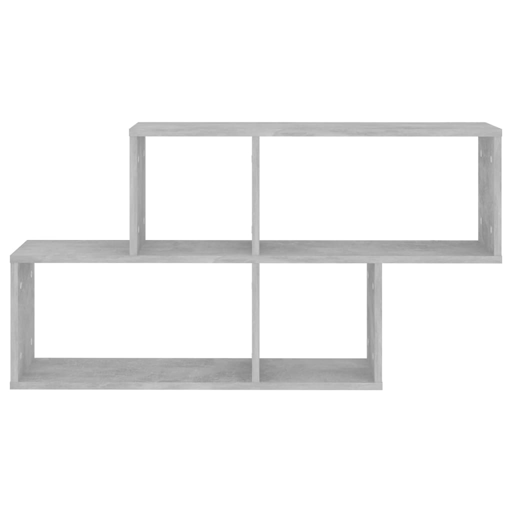 betonszürke szerelt fa fali polc 100 x 18 x 53 cm