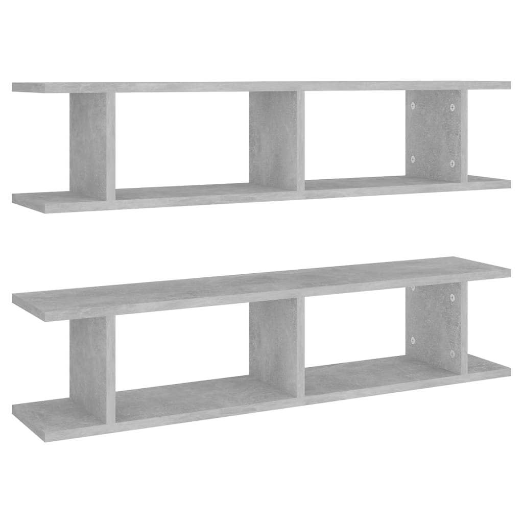 2 db betonszürke forgácslap fali polc 90 x 18 x 20 cm
