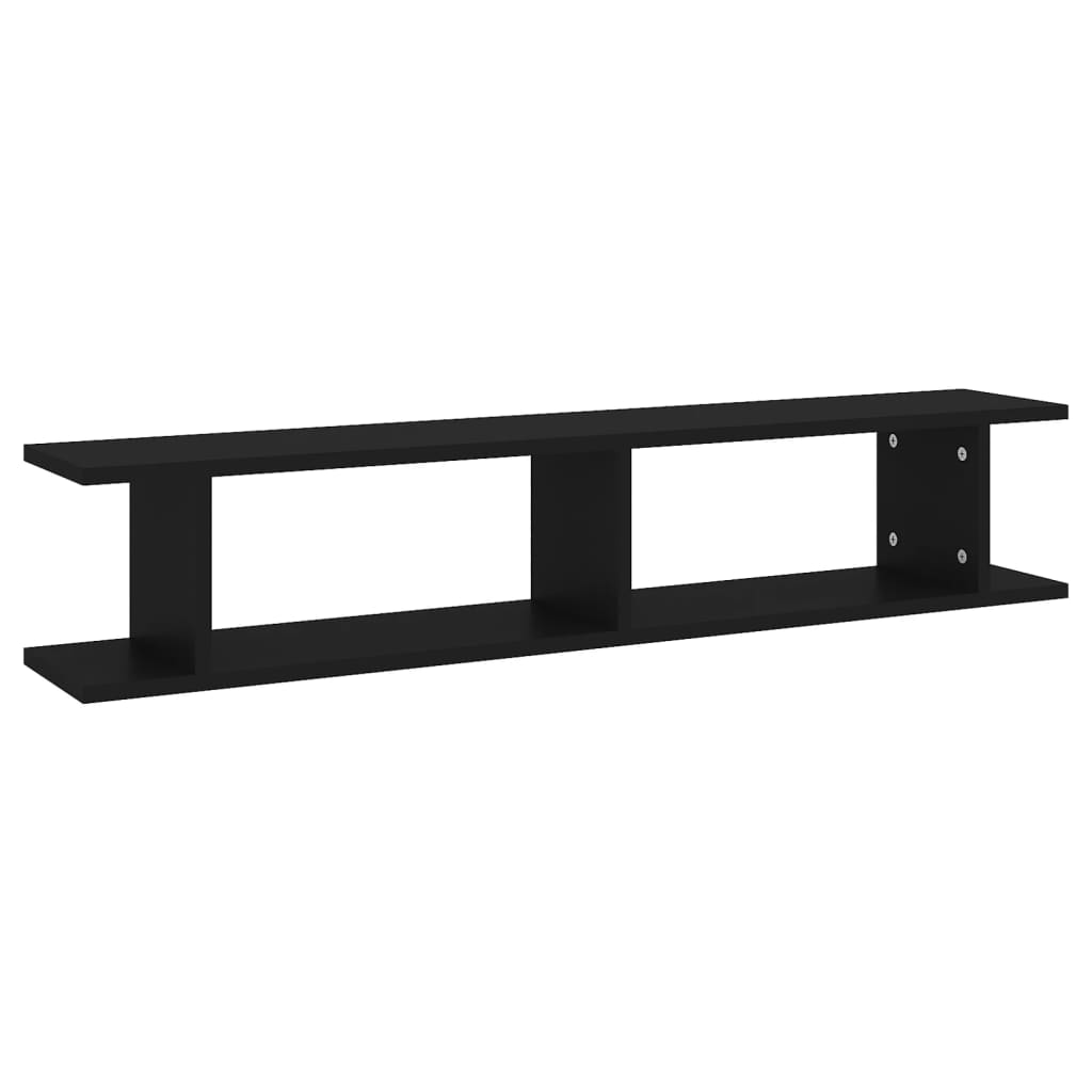 2 db fekete forgácslap fali polc 105 x 18 x 20 cm