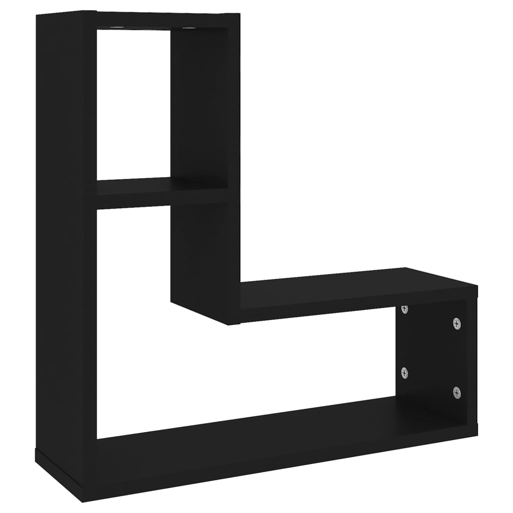 2 db fekete forgácslap fali polc 50 x 15 x 50 cm