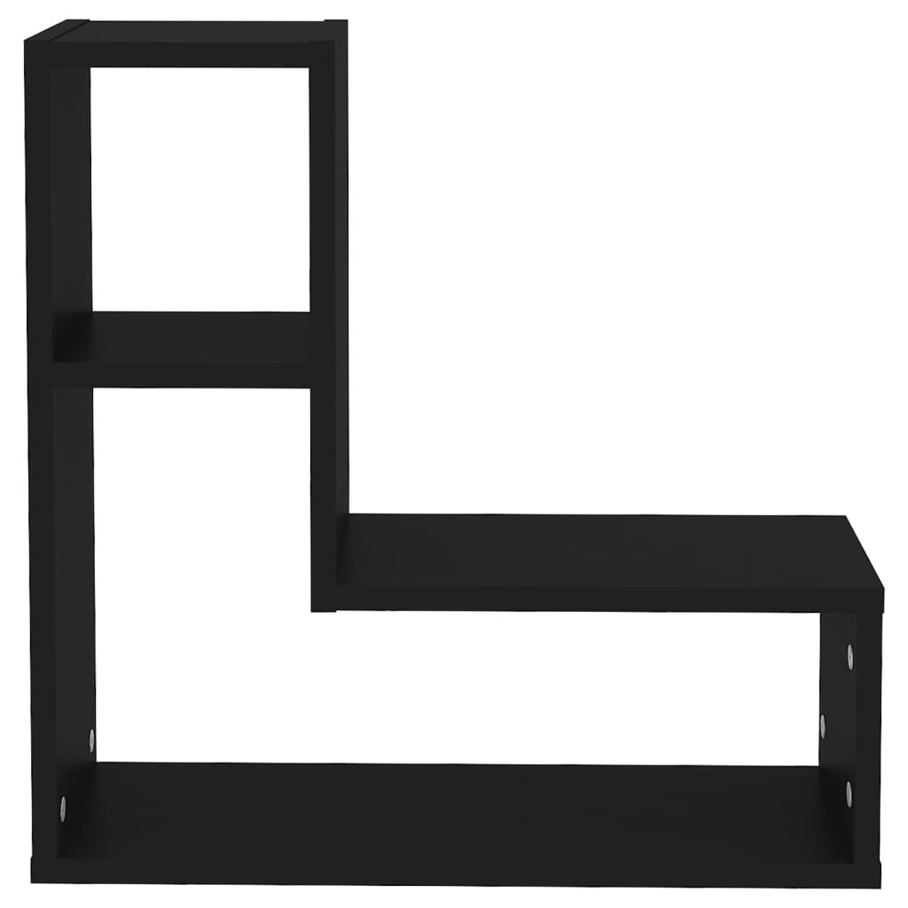 2 db fekete forgácslap fali polc 50 x 15 x 50 cm