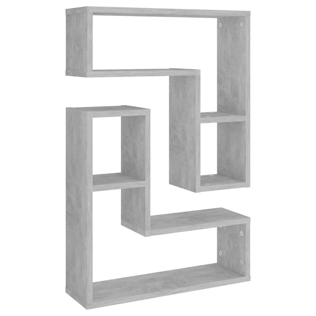 2 db betonszürke szerelt fa fali polc 50 x 15 x 50 cm