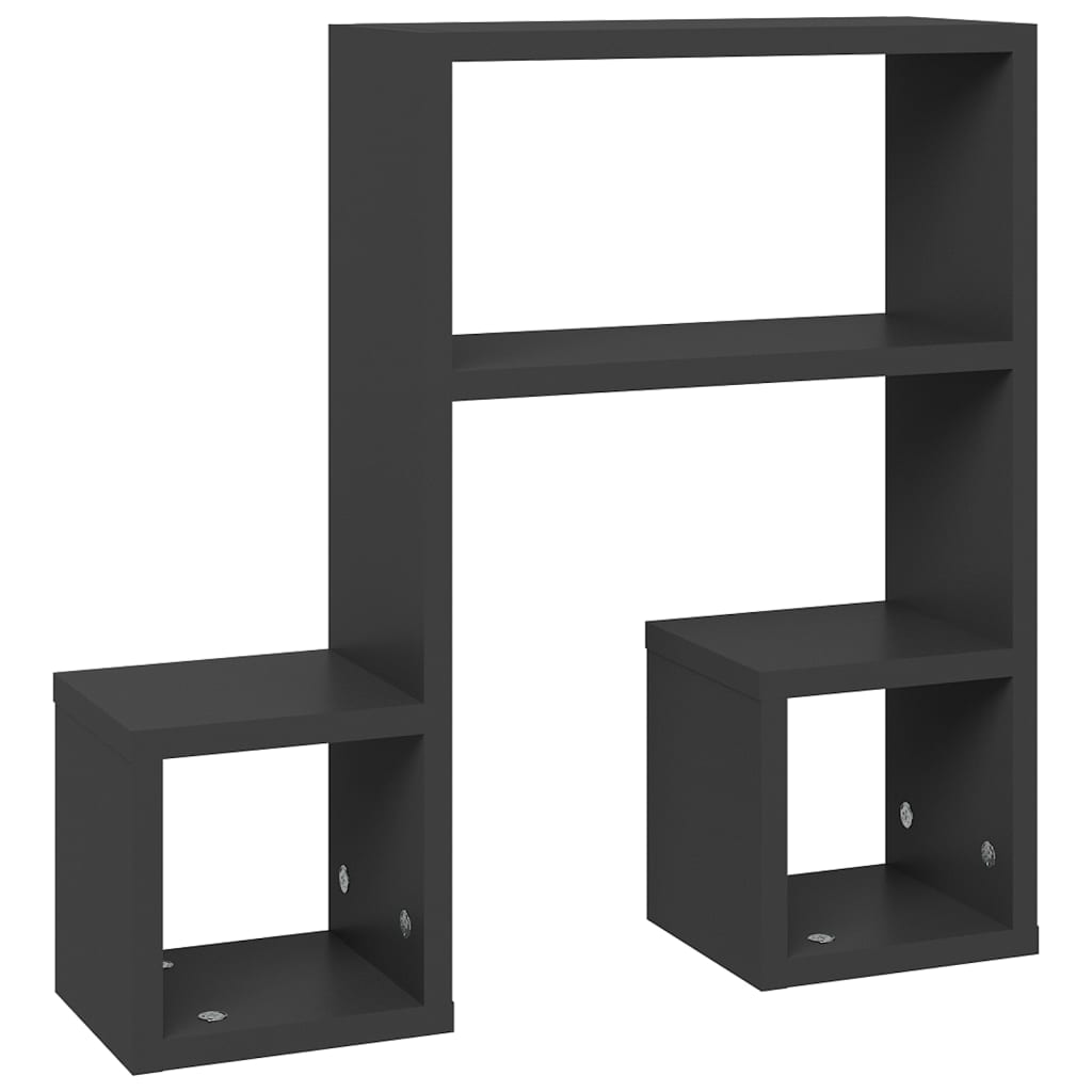 2 db szürke szerelt fa fali polc 50 x 15 x 50 cm