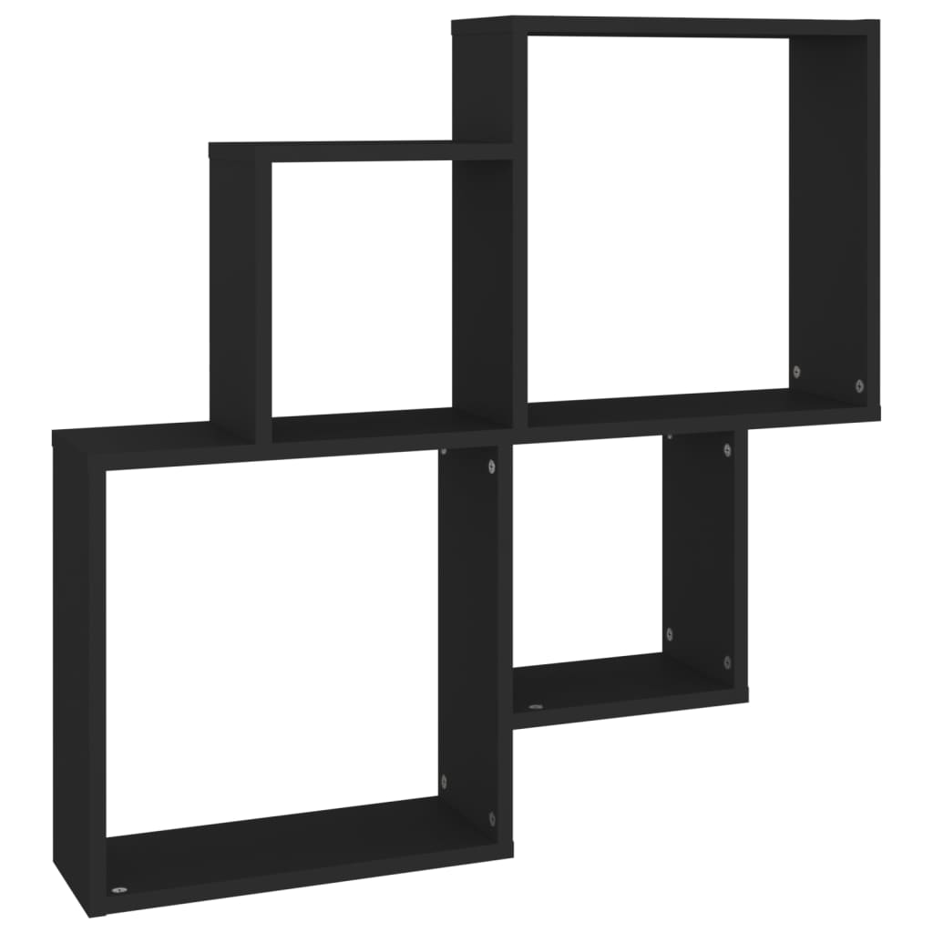 fekete szerelt fa szögletes fali polc 80 x 15 x 78,5 cm