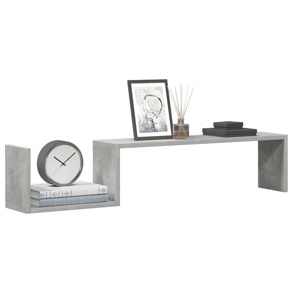 2 db betonszürke szerelt fa fali polc 100 x 15 x 20 cm