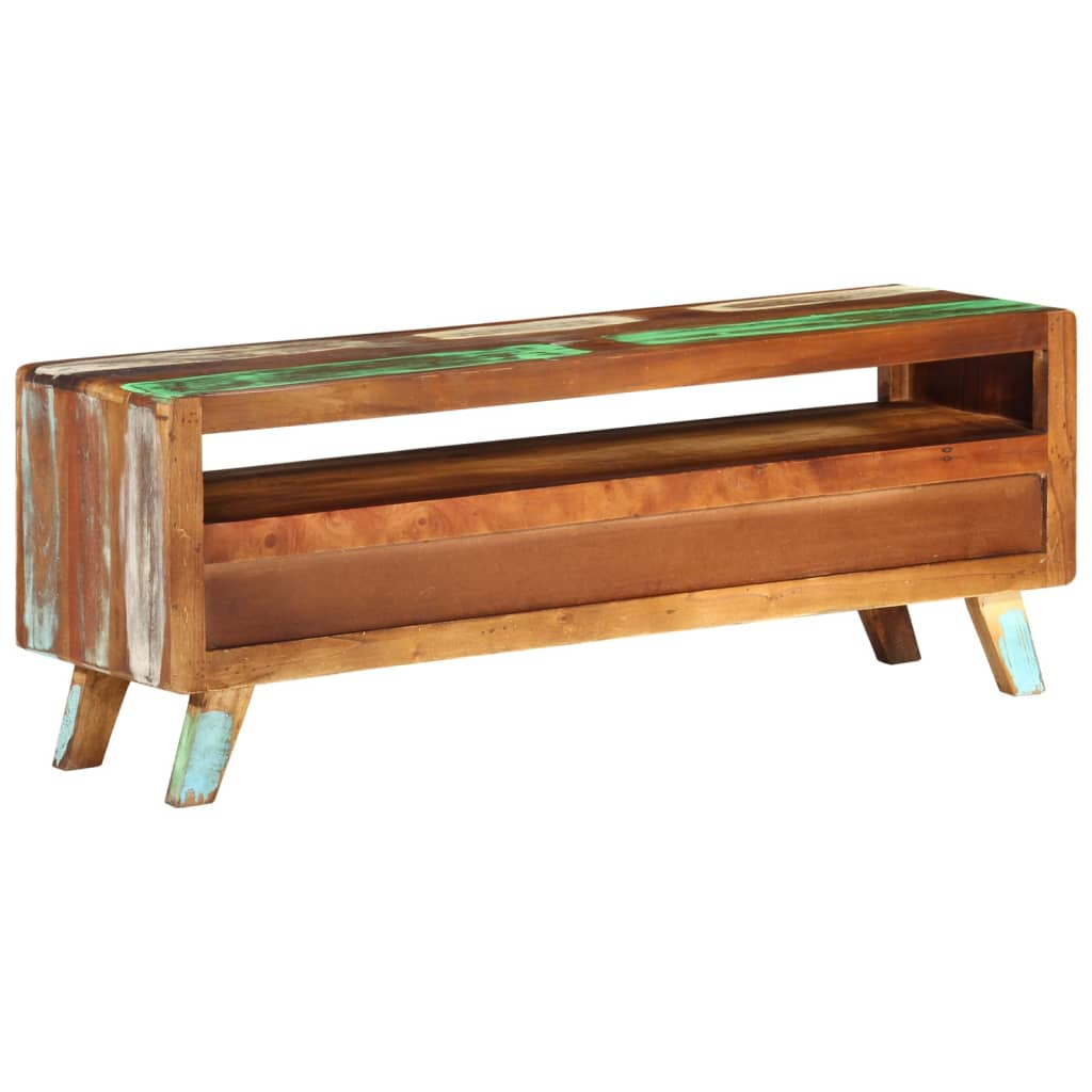 többszínű tömör újrahasznosított fa TV-szekrény 110x30x40 cm