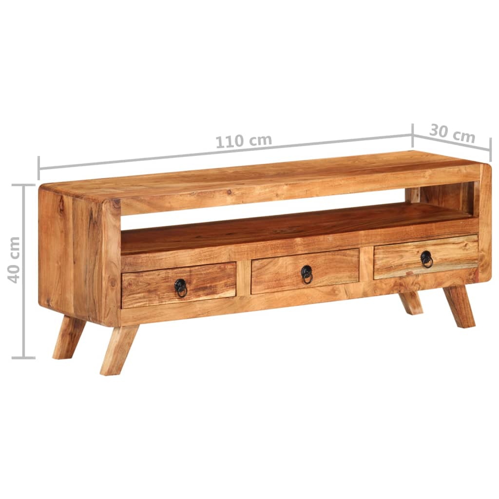 tömör akácfa TV-szekrény 110 x 30 x 40 cm