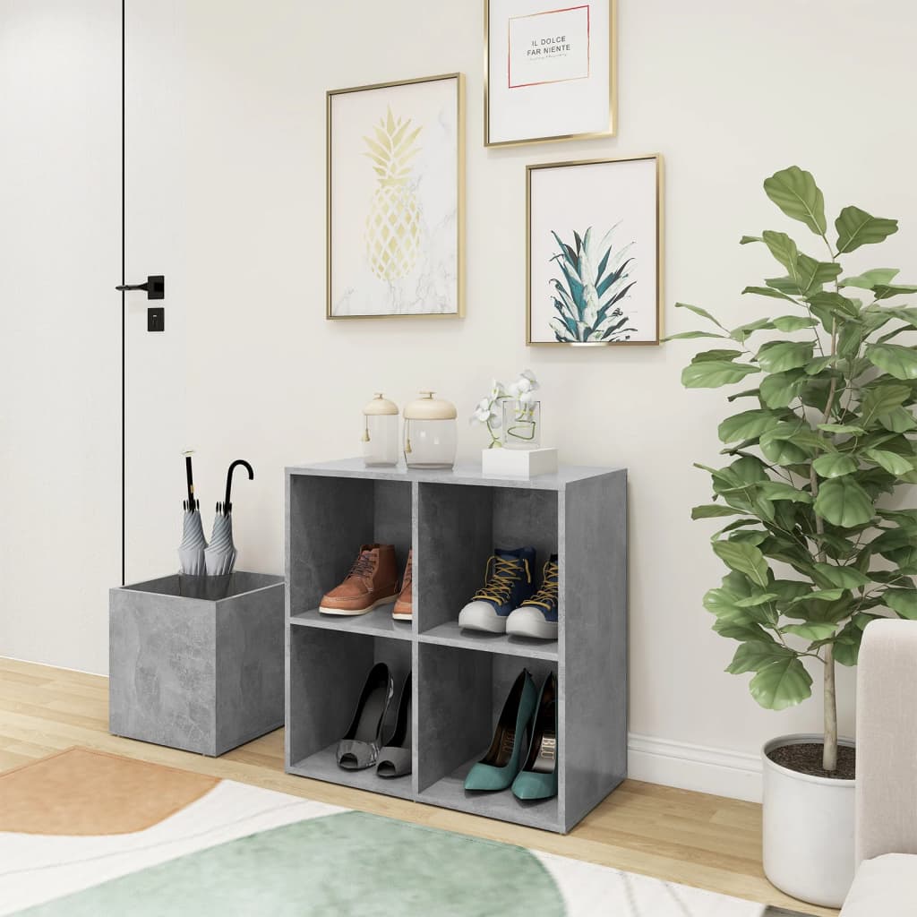 betonszürke szerelt fa előszobai cipősszekrény 105x35,5x70 cm