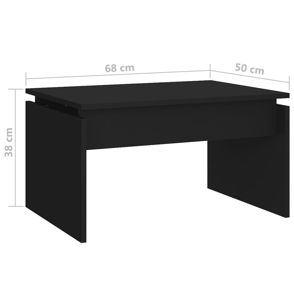 fekete szerelt fa dohányzóasztal 68 x 50 x 38 cm