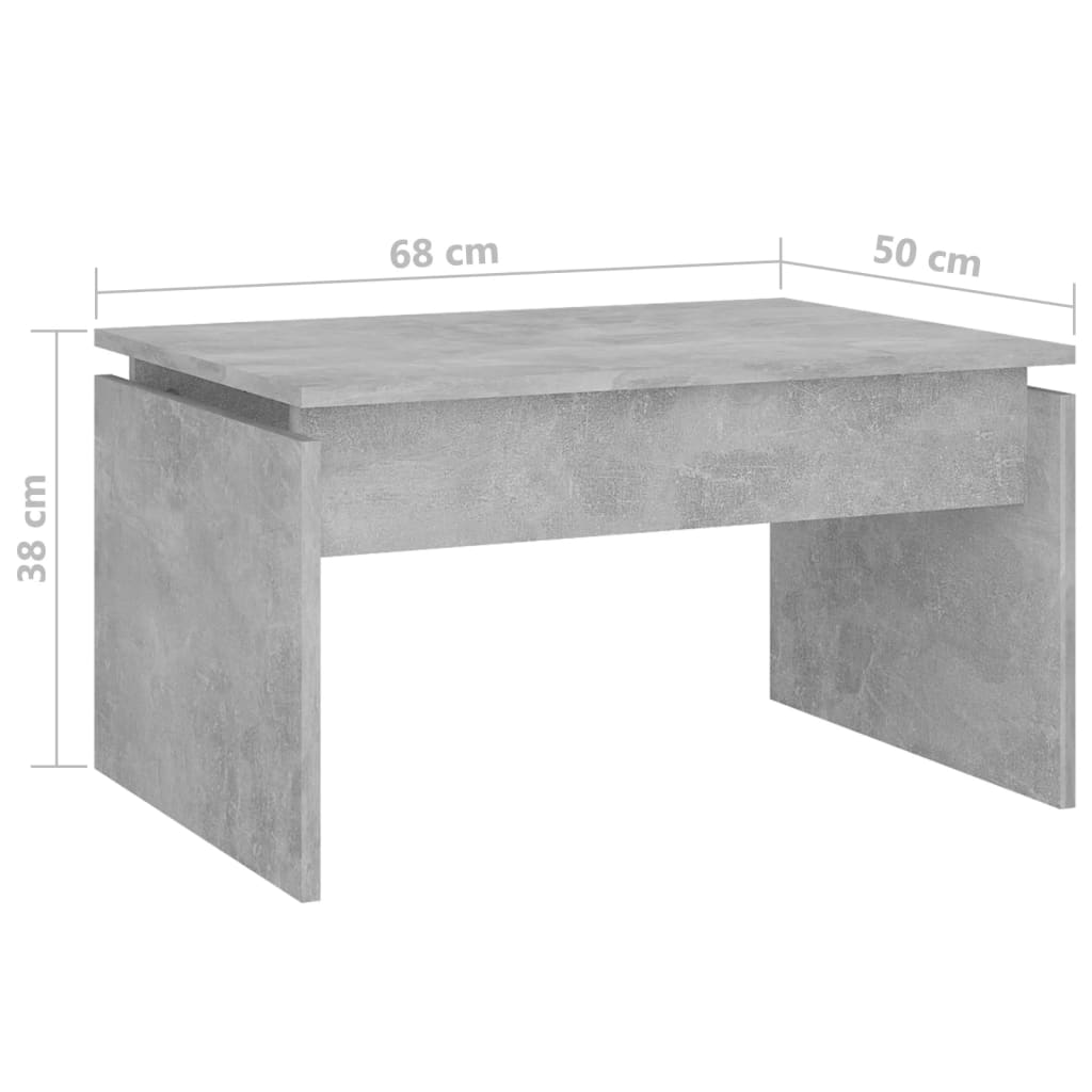 betonszürke szerelt fa dohányzóasztal 68 x 50 x 38 cm