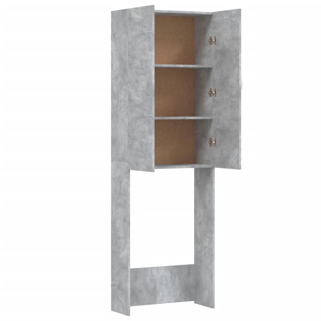 betonszürke mosógépszekrény 64 x 25,5 x 190 cm
