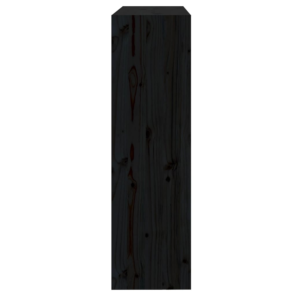 fekete tömör fenyőfa könyvszekrény/térelválasztó 80x30x103,5 cm