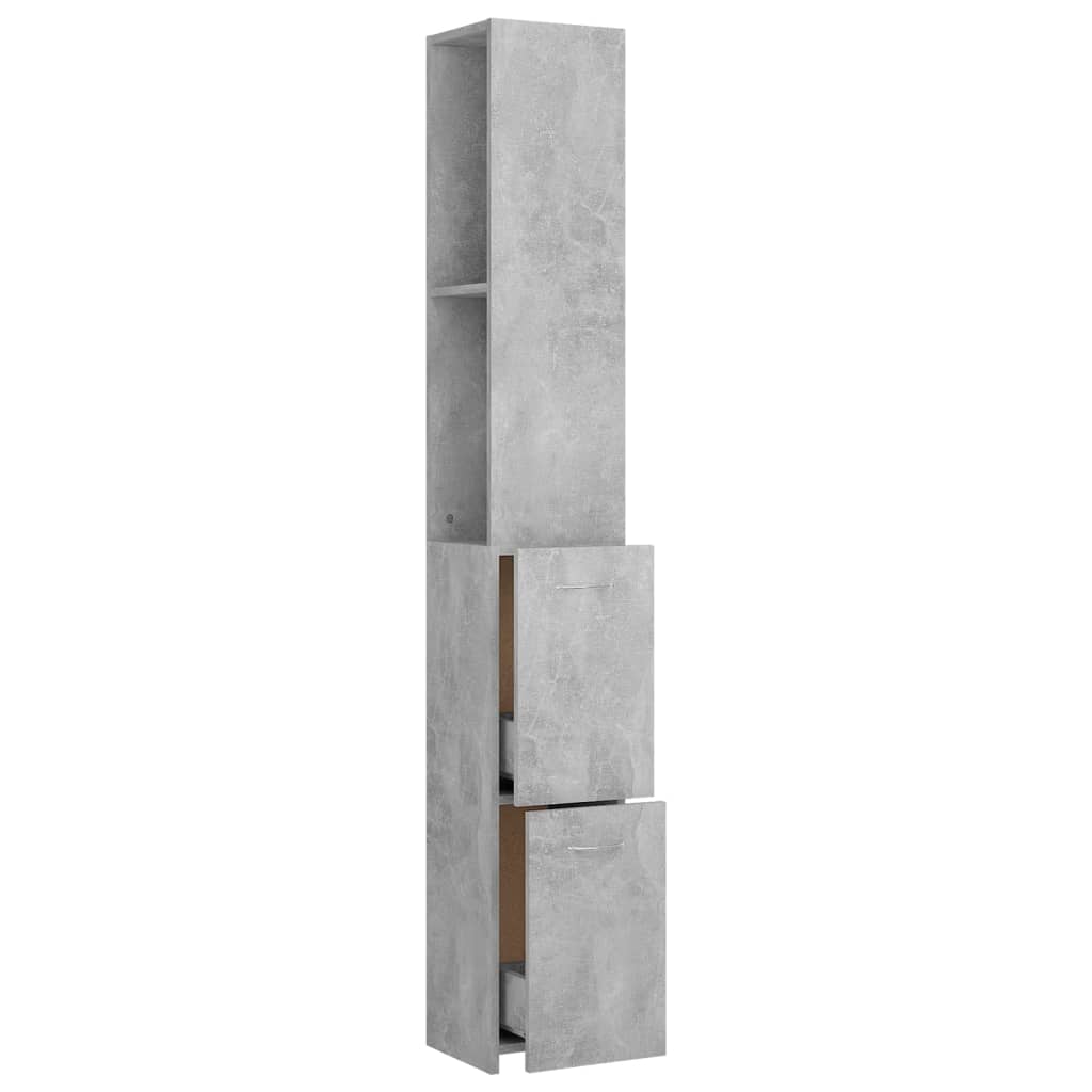 betonszürke szerelt fa fürdőszobaszekrény 25x26,5x170 cm