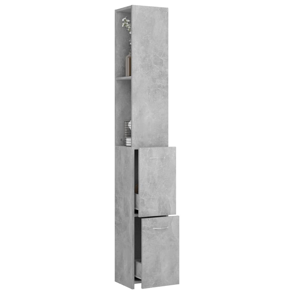 betonszürke szerelt fa fürdőszobaszekrény 25x26,5x170 cm