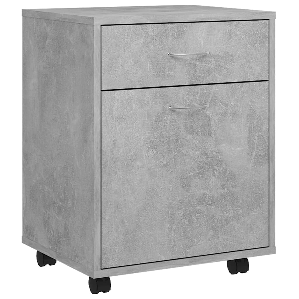 betonszürke szerelt fa kerekes szekrény 45 x 38 x 54 cm