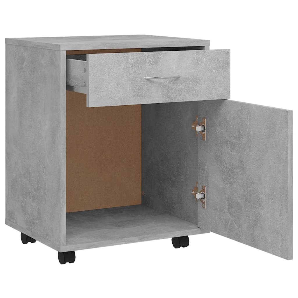 betonszürke szerelt fa kerekes szekrény 45 x 38 x 54 cm