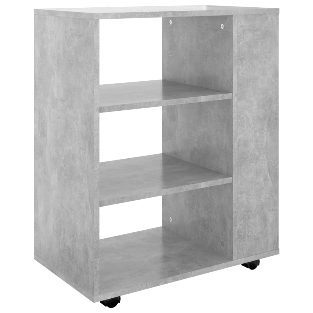 betonszürke szerelt fa kerekes szekrény 60 x 35 x 75 cm