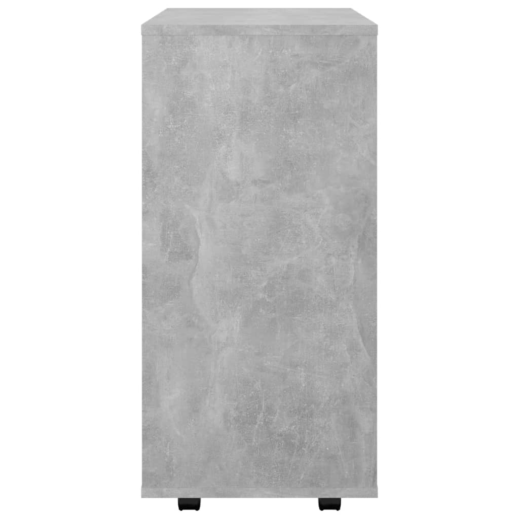 betonszürke szerelt fa kerekes szekrény 60 x 35 x 75 cm