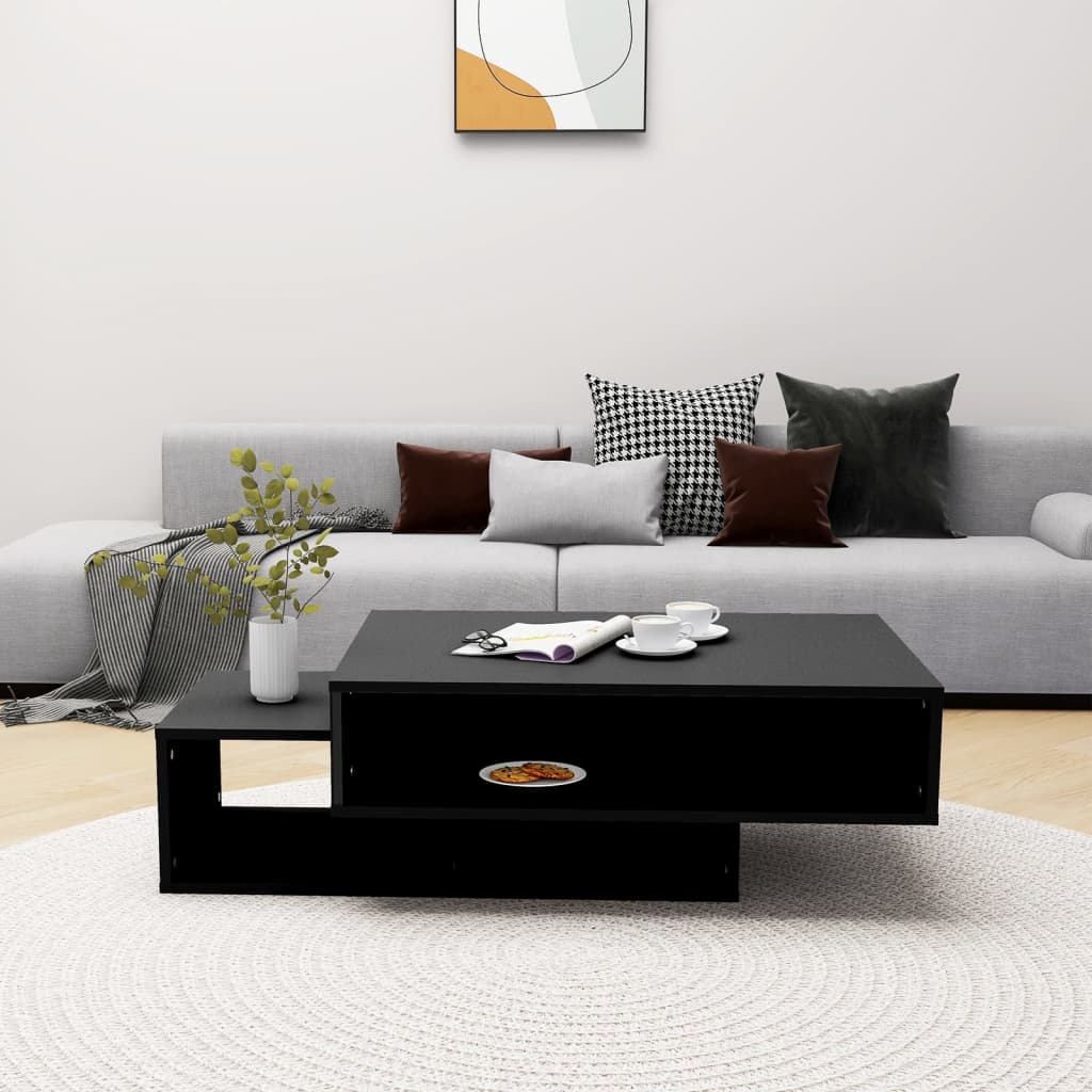 fekete szerelt fa dohányzóasztal 105 x 55 x 32 cm