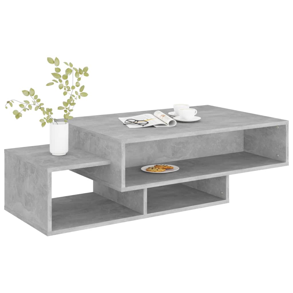 betonszürke szerelt fa dohányzóasztal 105 x 55 x 32 cm