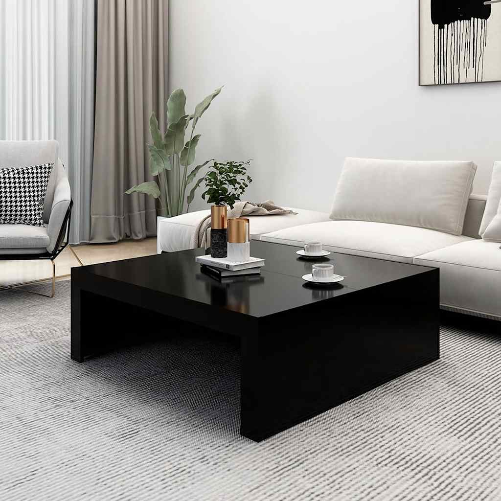 fekete szerelt fa dohányzóasztal 100 x 100 x 35 cm