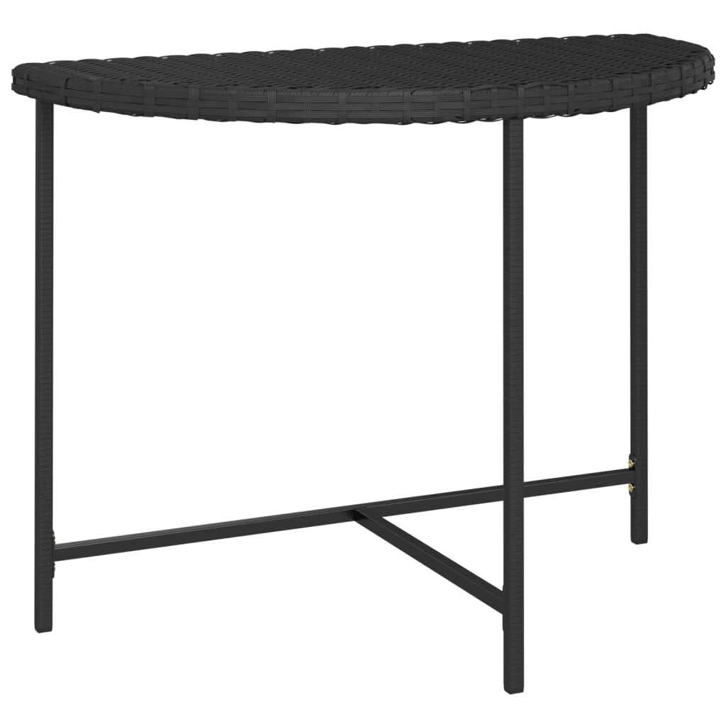 fekete polyrattan kerti asztal 100 x 50 x 75 cm