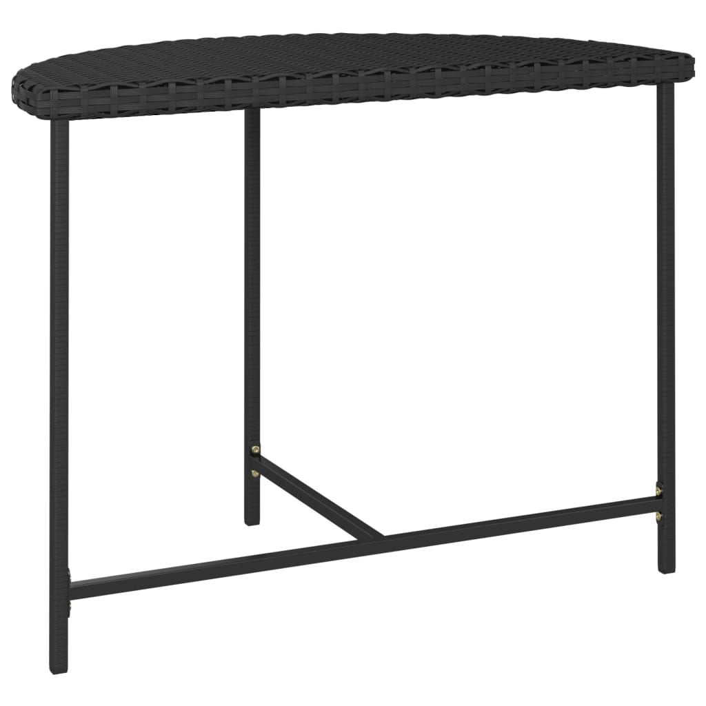fekete polyrattan kerti asztal 100 x 50 x 75 cm