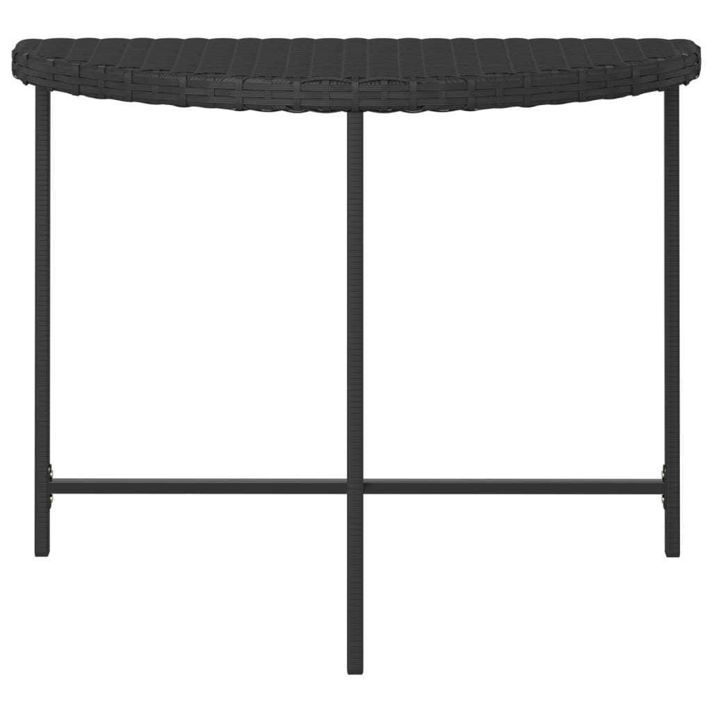 fekete polyrattan kerti asztal 100 x 50 x 75 cm