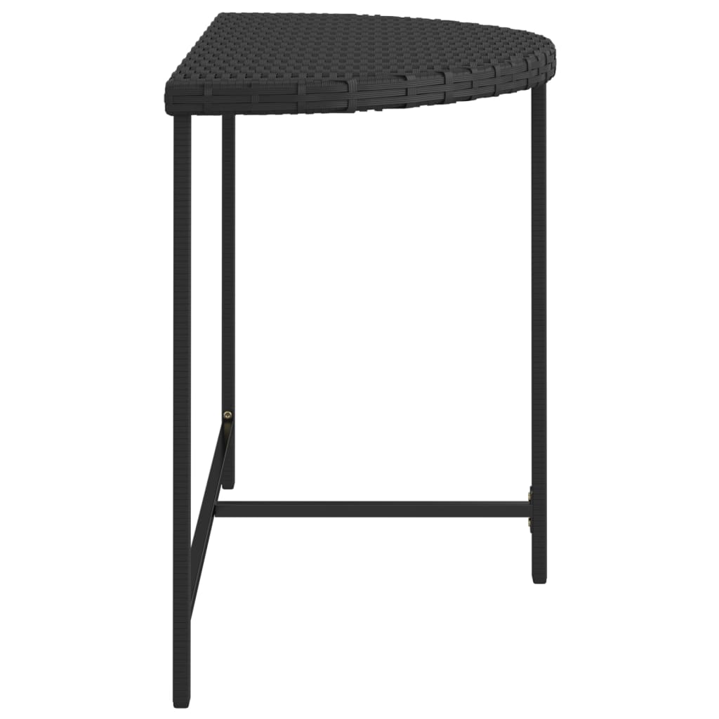 fekete polyrattan kerti asztal 100 x 50 x 75 cm