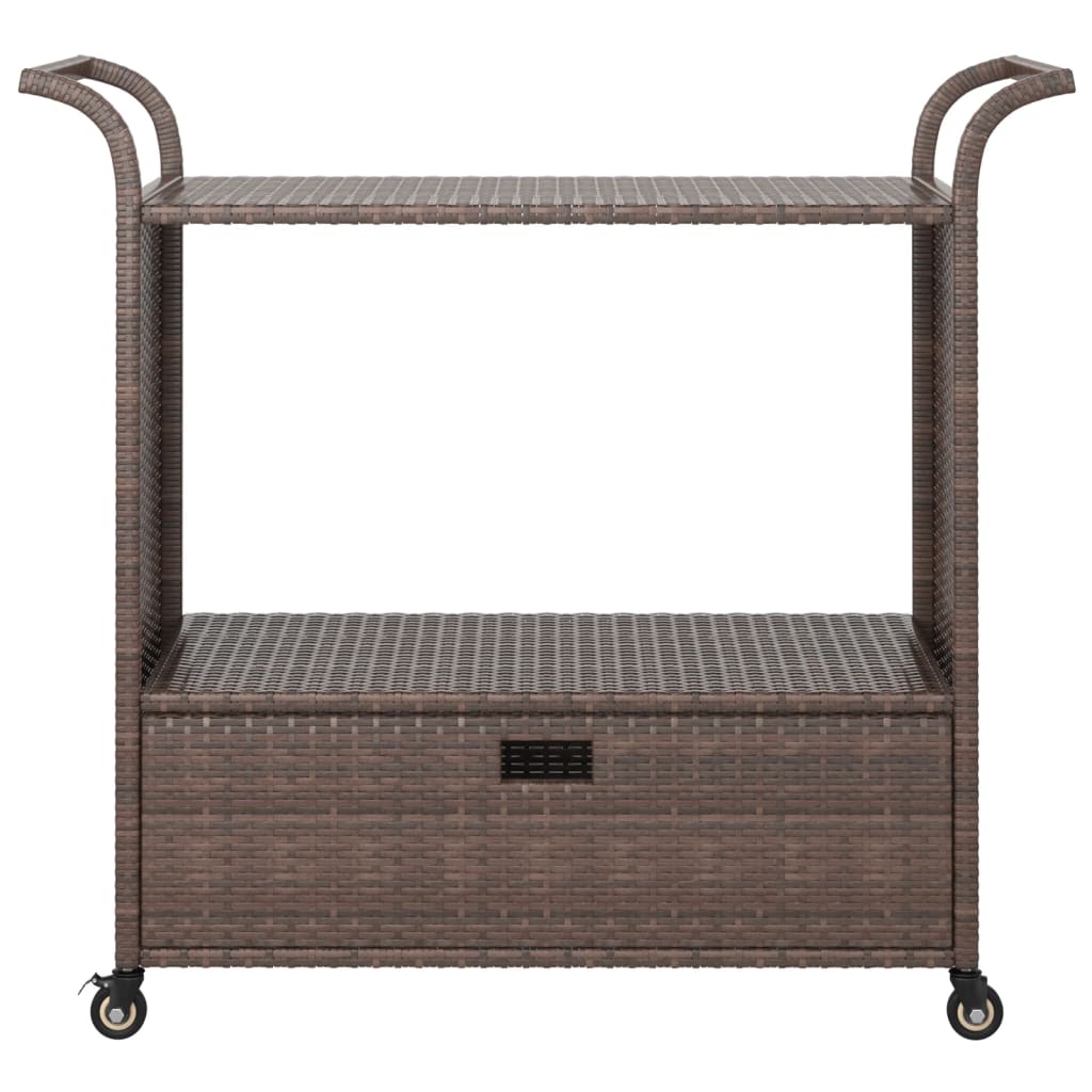 barna polyrattan bárkocsi fiókkal 100 x 45 x 97 cm