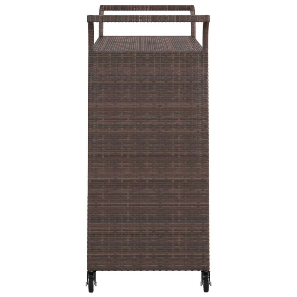 barna polyrattan bárkocsi fiókkal 100 x 45 x 97 cm