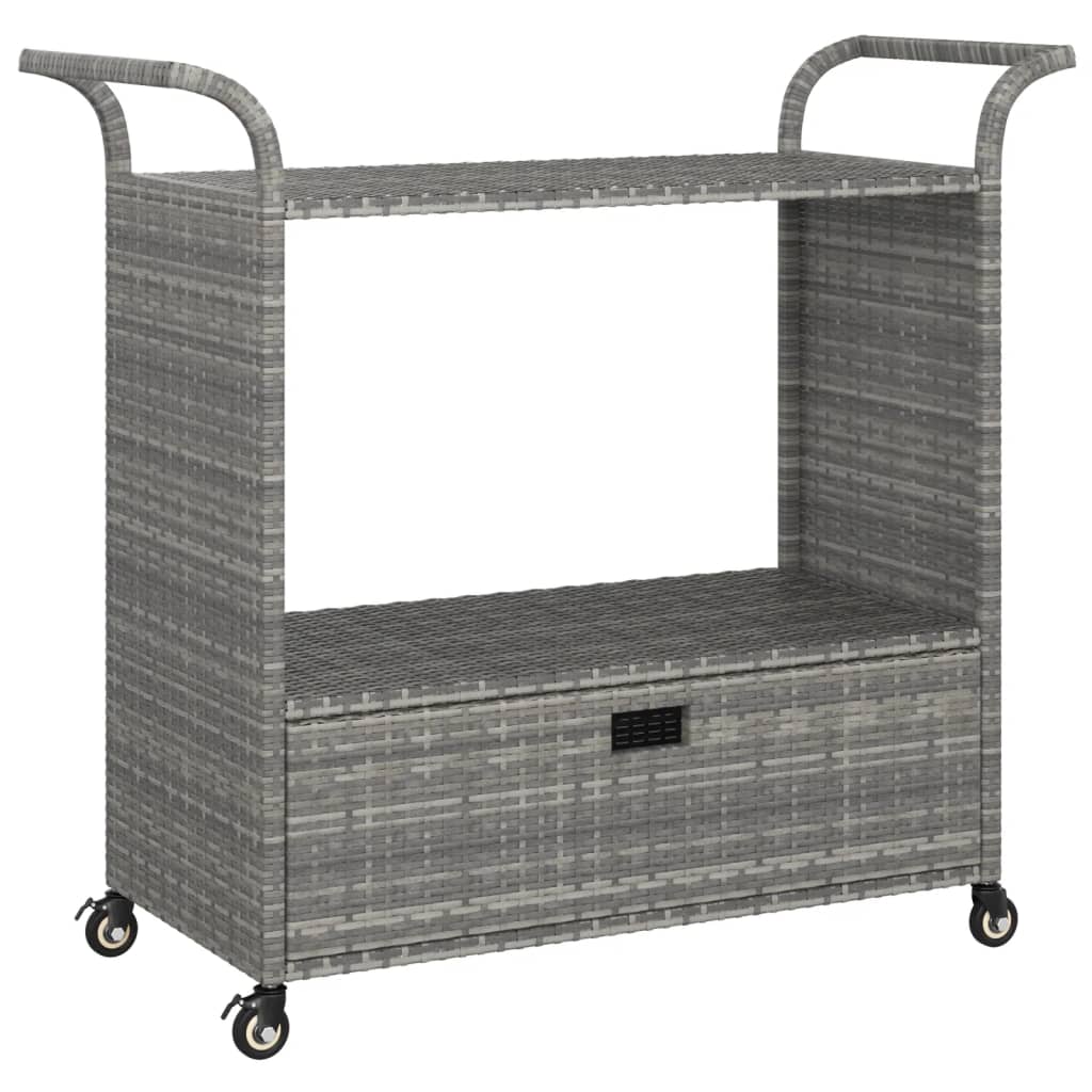 szürke polyrattan bárkocsi fiókkal 100 x 45 x 97 cm