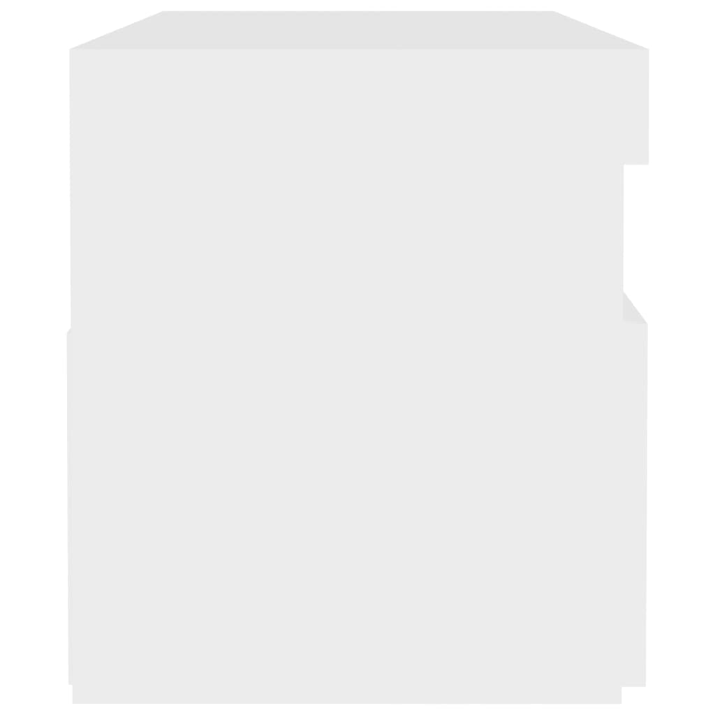 2 db fehér éjjeliszekrény LED-lámpákkal 60x35x40 cm szerelt fa