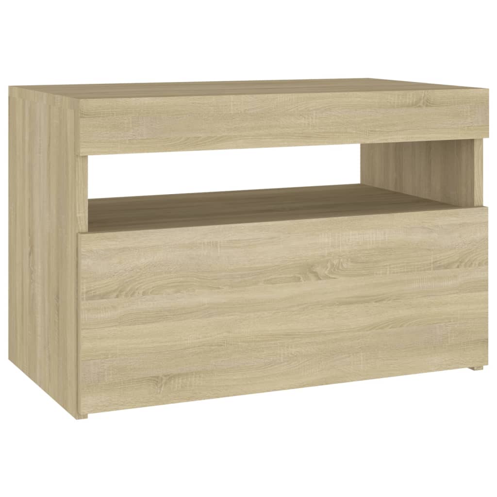 sonoma tölgyszínű éjjeliszekrény LED-lámpákkal 60x35x40 cm