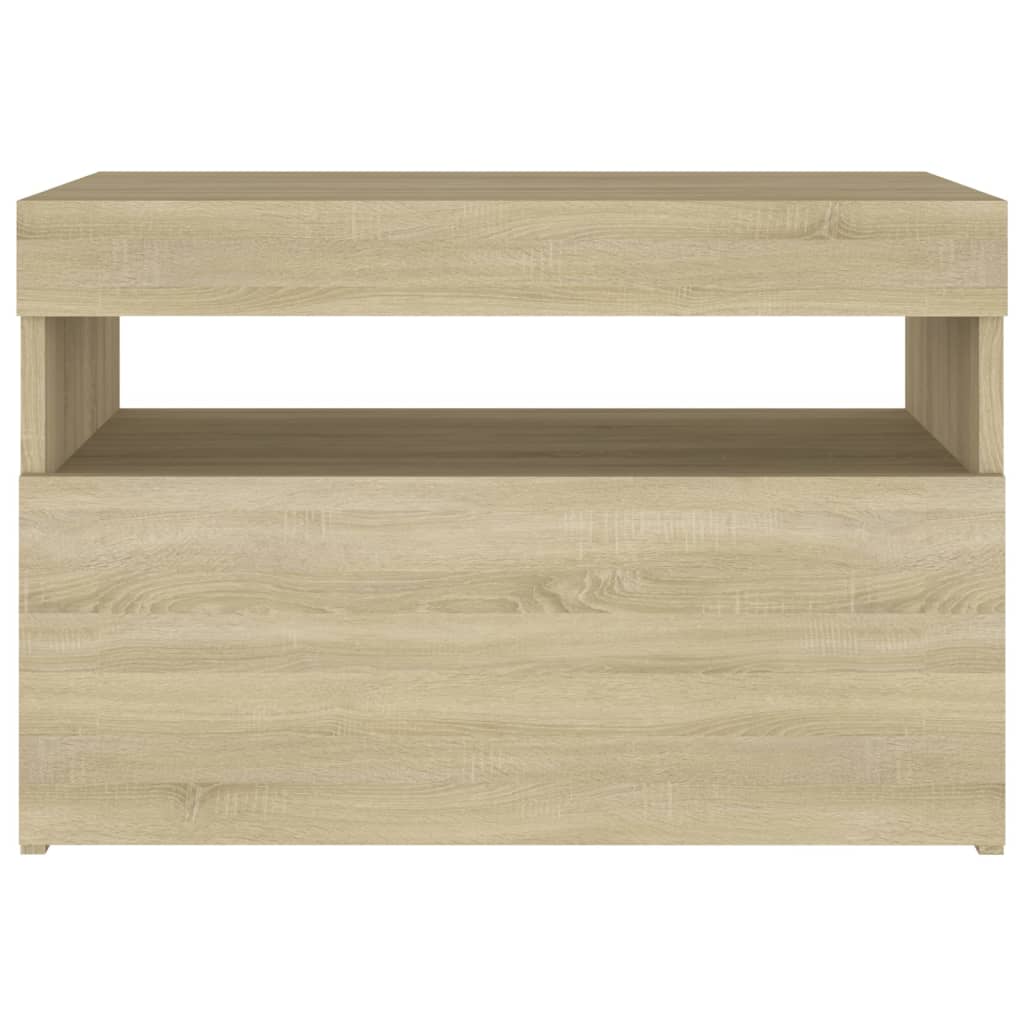 sonoma tölgyszínű éjjeliszekrény LED-lámpákkal 60x35x40 cm