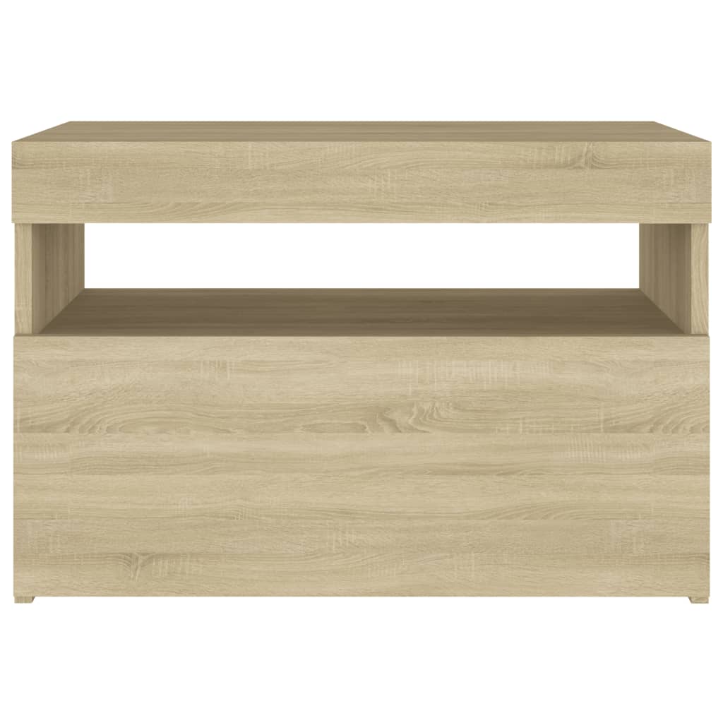 2 db sonoma tölgyszínű éjjeliszekrény LED-lámpákkal 60x35x40 cm
