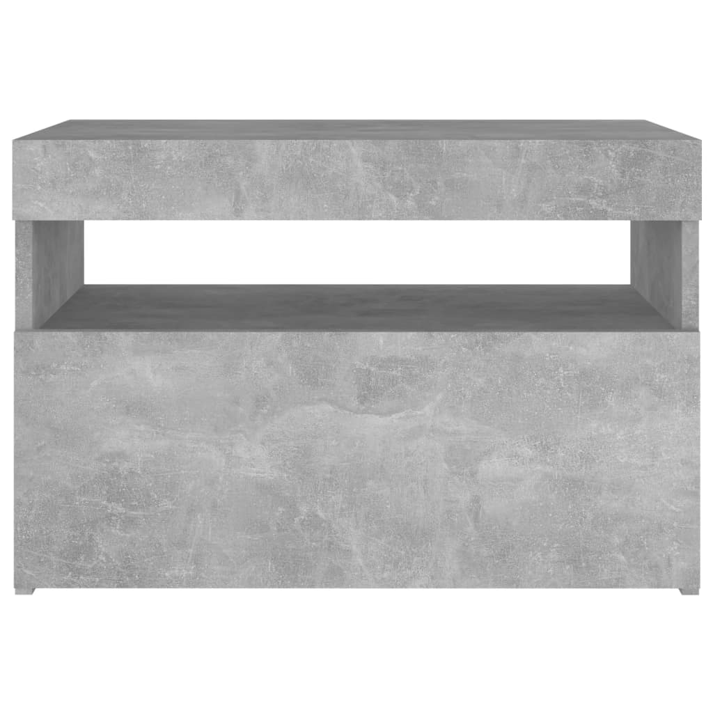 betonszürke éjjeliszekrény LED-lámpákkal 60 x 35 x 40 cm