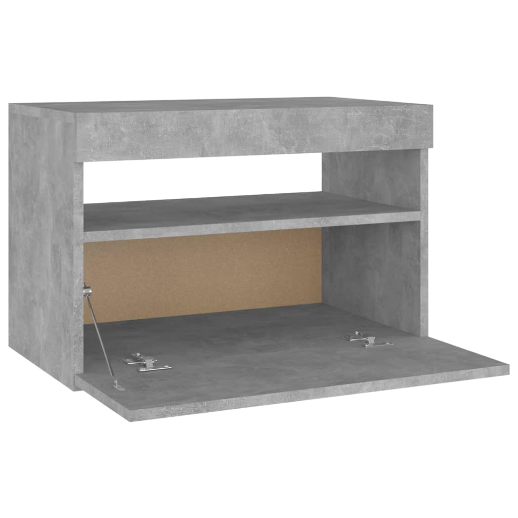 2 db betonszürke éjjeliszekrény LED-lámpákkal 60 x 35 x 40 cm