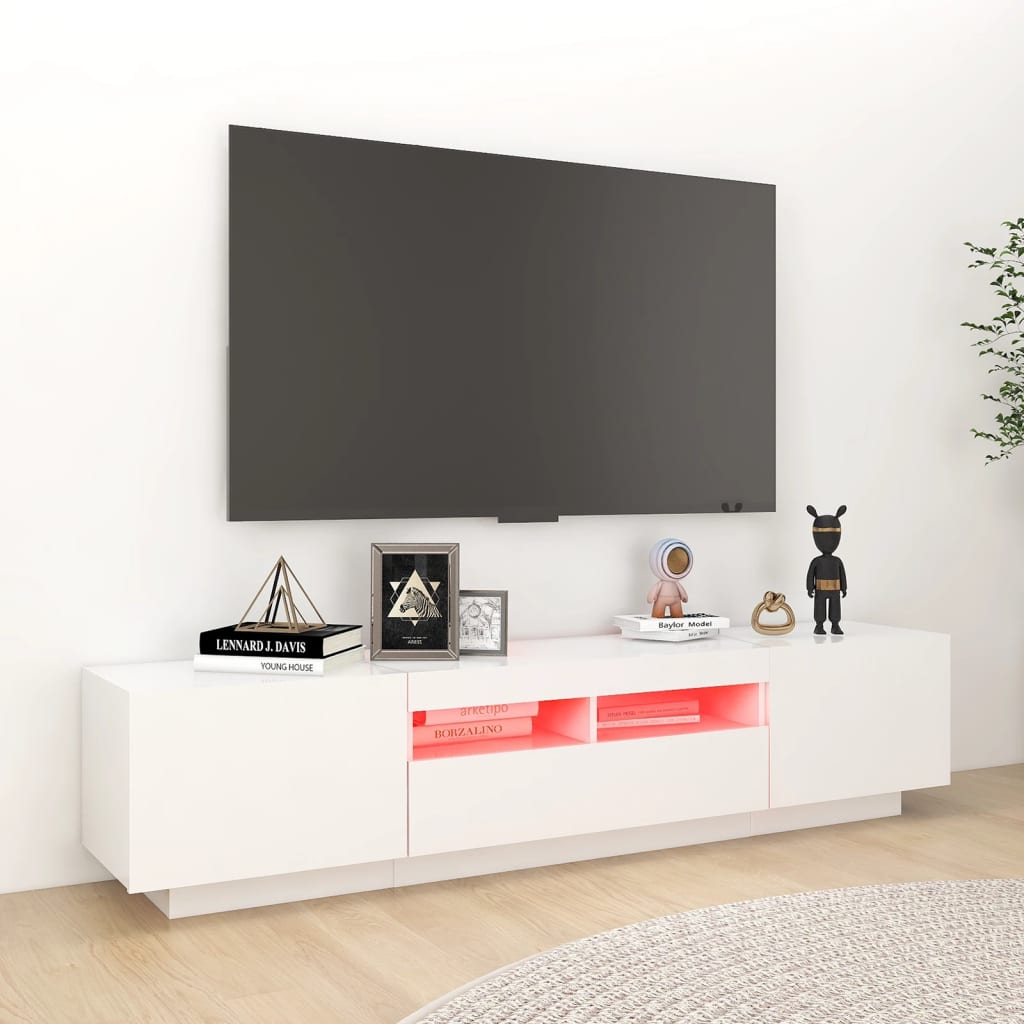 fehér TV-szekrény LED-lámpákkal 180 x 35 x 40 cm