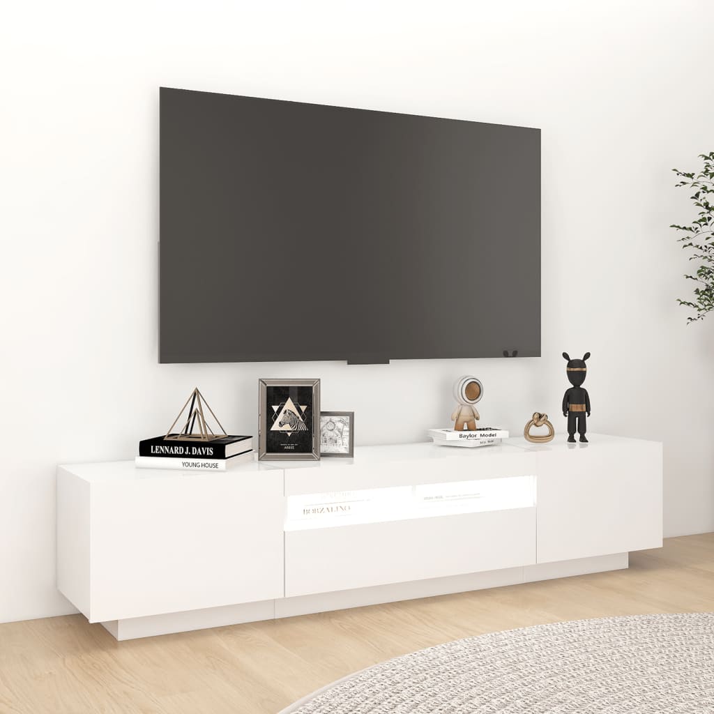 fehér TV-szekrény LED-lámpákkal 180 x 35 x 40 cm