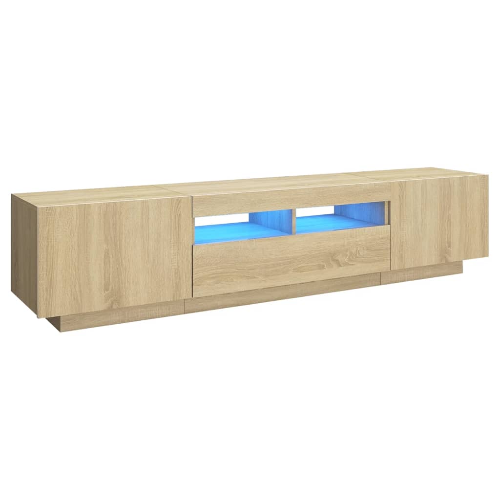 sonoma tölgy színű TV-szekrény LED-lámpákkal 180 x 35 x 40 cm