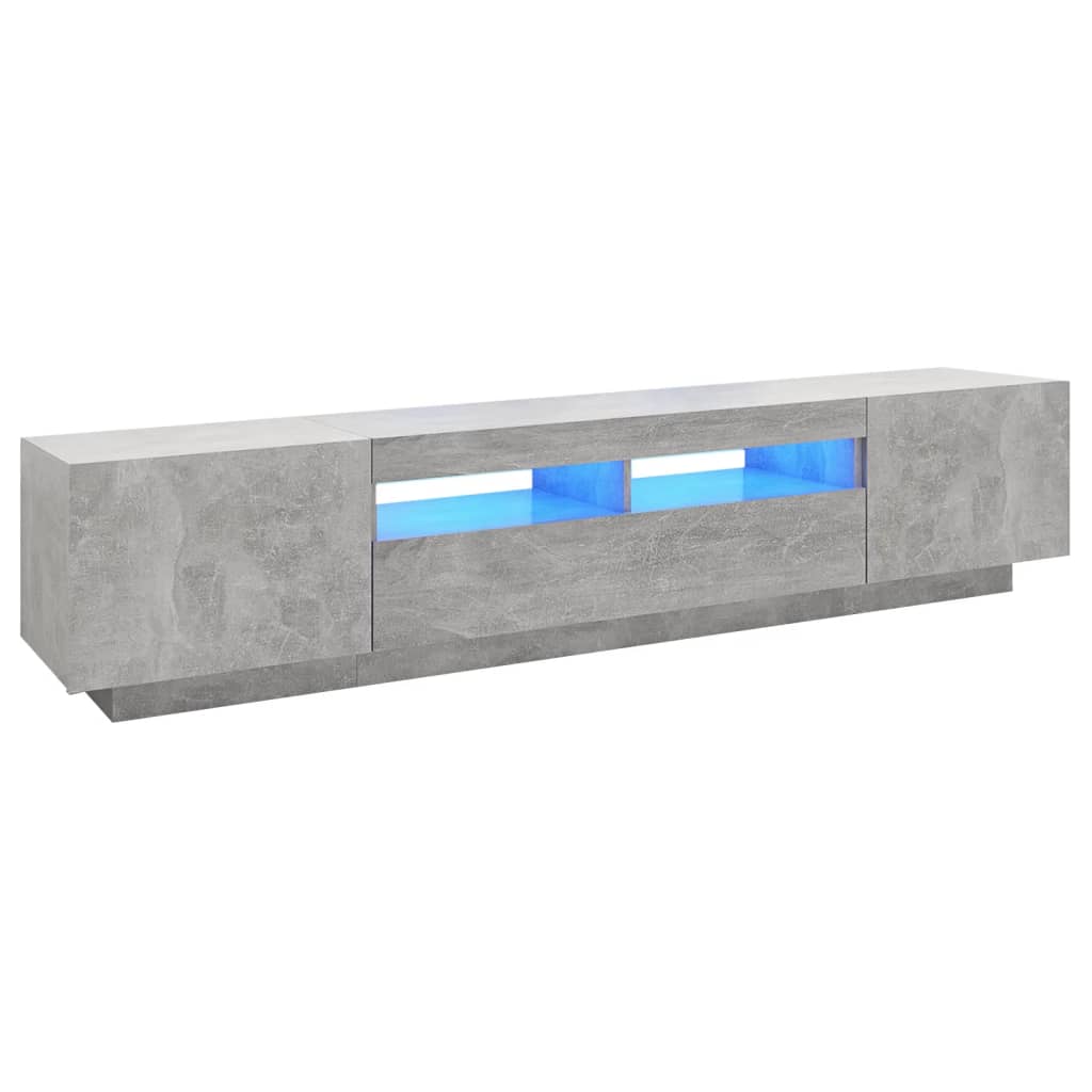 betonszürke TV-szekrény LED-lámpákkal 200 x 35 x 40 cm