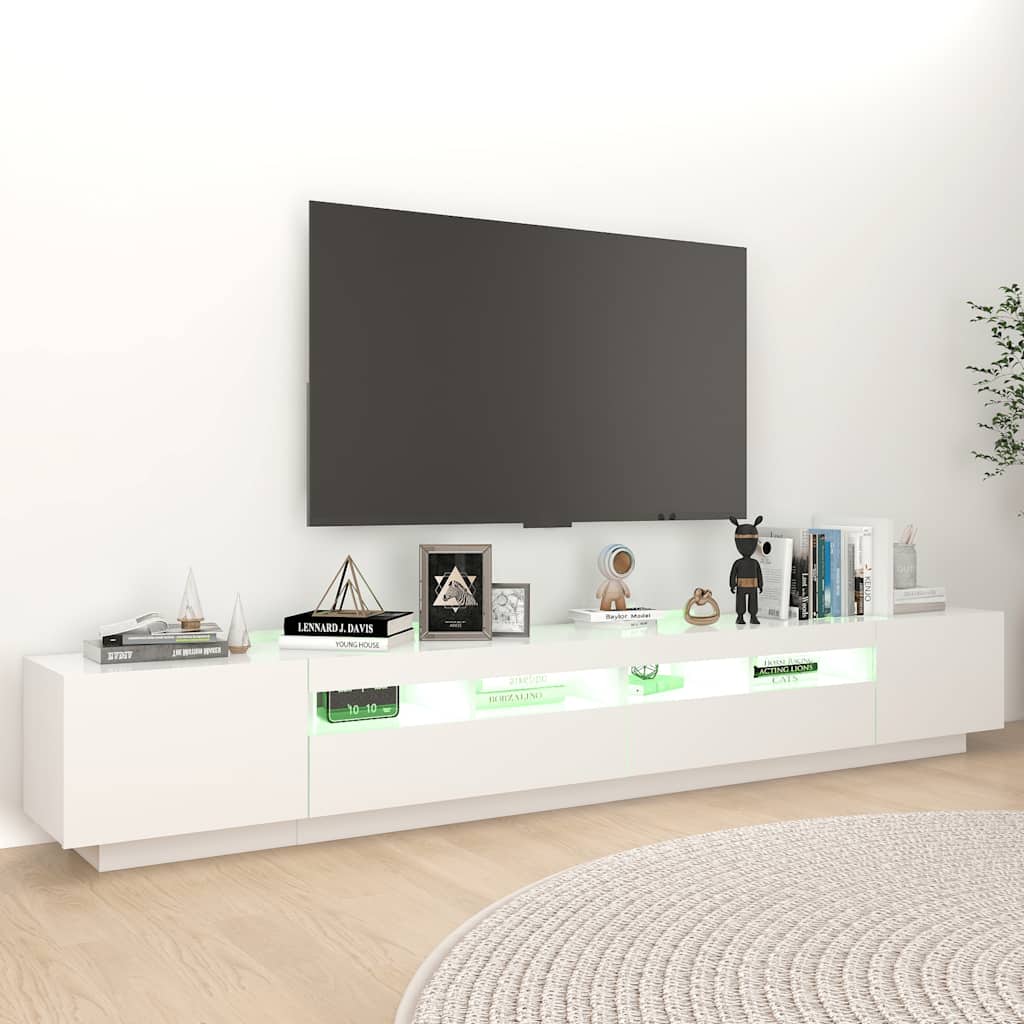 fehér TV-szekrény LED-lámpákkal 260 x 35 x 40 cm