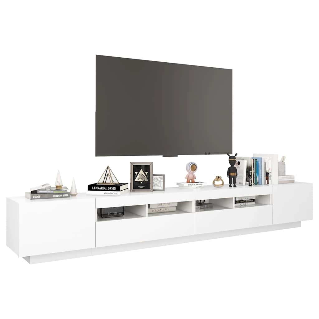 fehér TV-szekrény LED-lámpákkal 260 x 35 x 40 cm