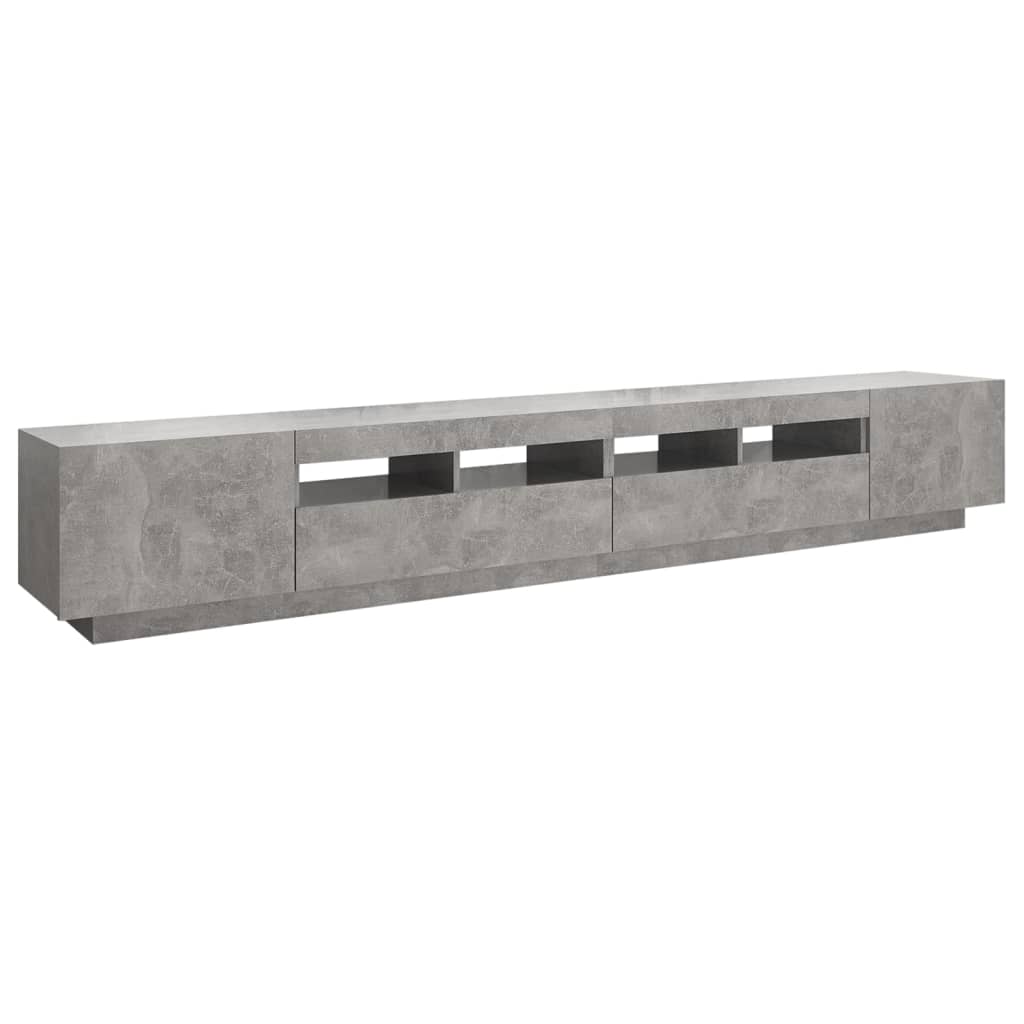 betonszürke TV-szekrény LED-lámpákkal 260 x 35 x 40 cm