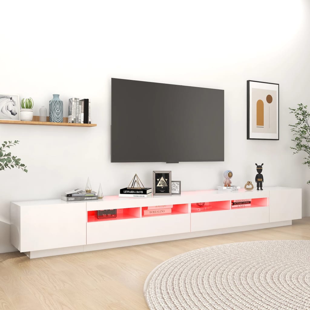 fehér TV-szekrény LED-lámpákkal 300 x 35 x 40 cm