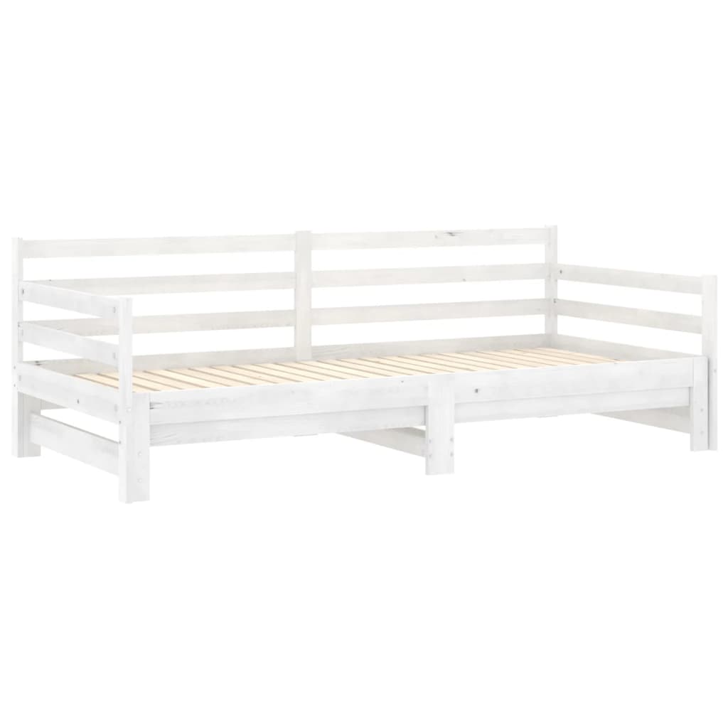 fehér tömör fenyőfa kihúzható kanapéágy 2 x (90 x 200) cm