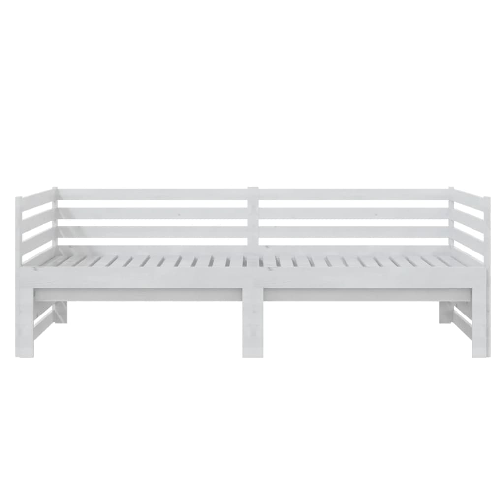 fehér tömör fenyőfa kihúzható kanapéágy 2 x (90 x 200) cm